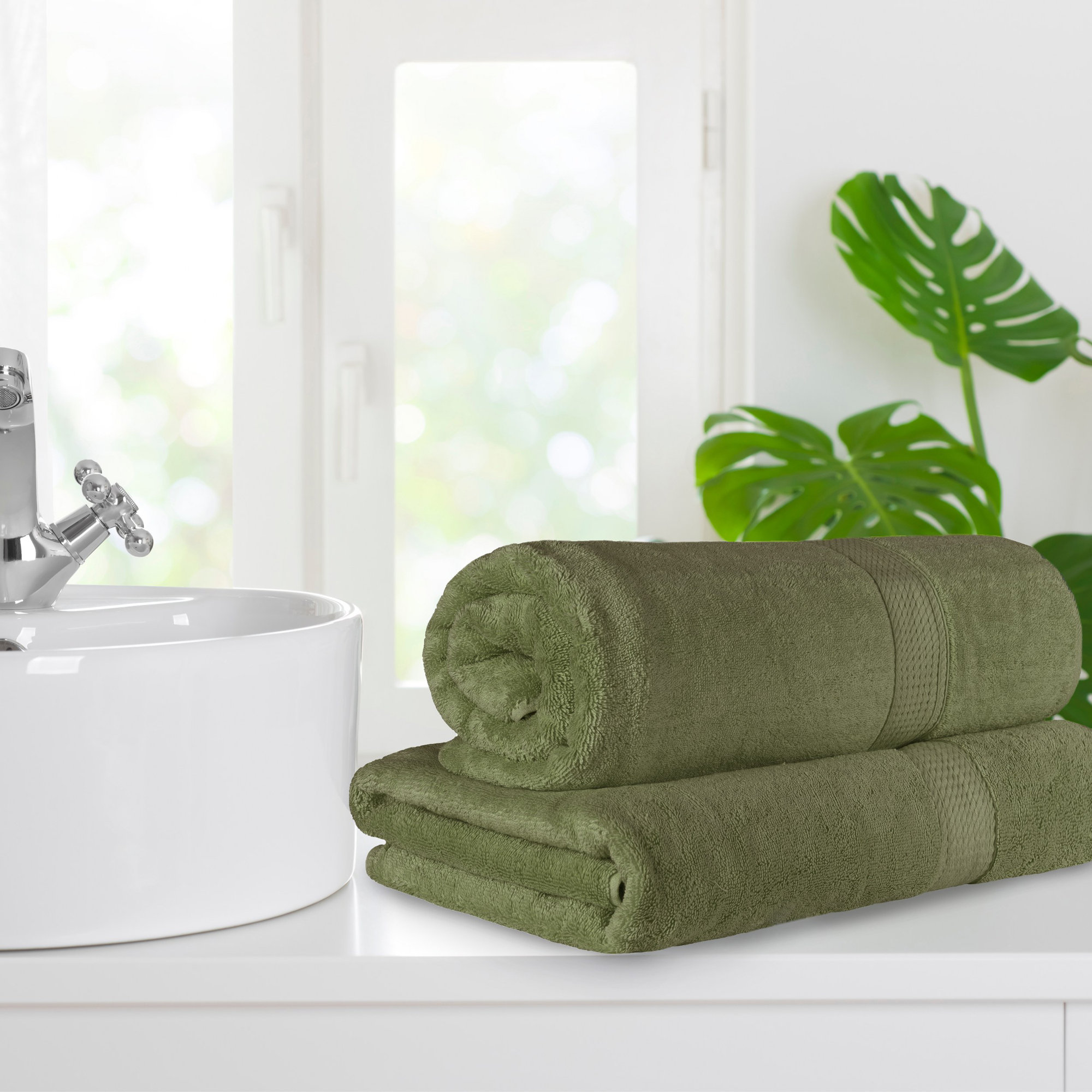 Renata 2 Piece 800 GSM Certified Egyptian Cotton Bath Sheet Set , Forest Green