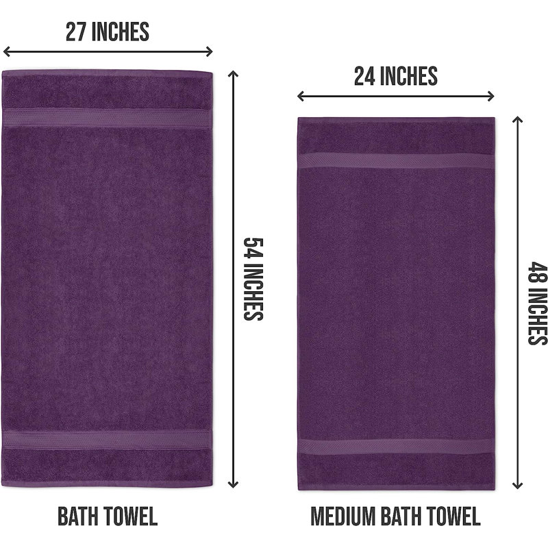 Ensemble de 6 serviettes pour salle de bain Dyshaun, Prune