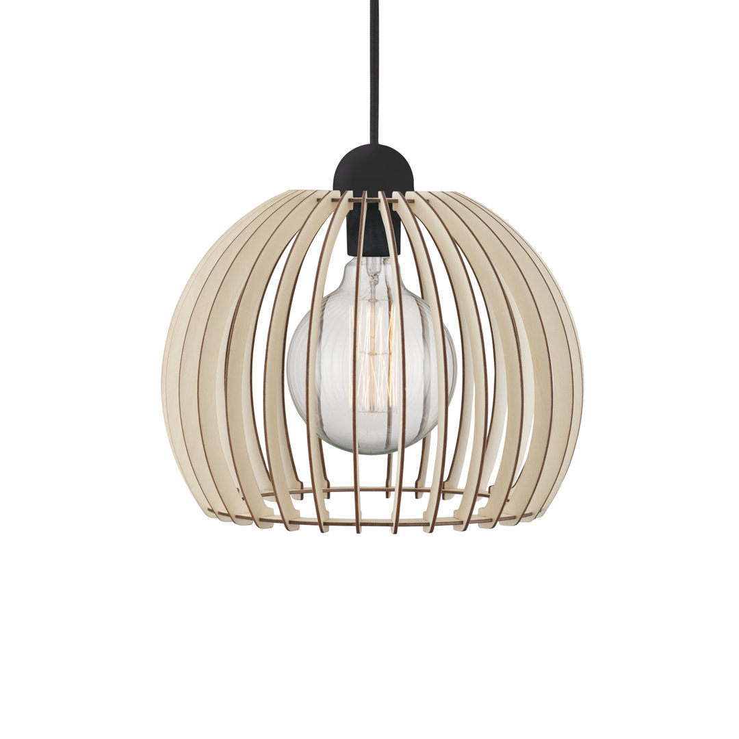 26cm H Wood Oval Pendant Shade in Brown