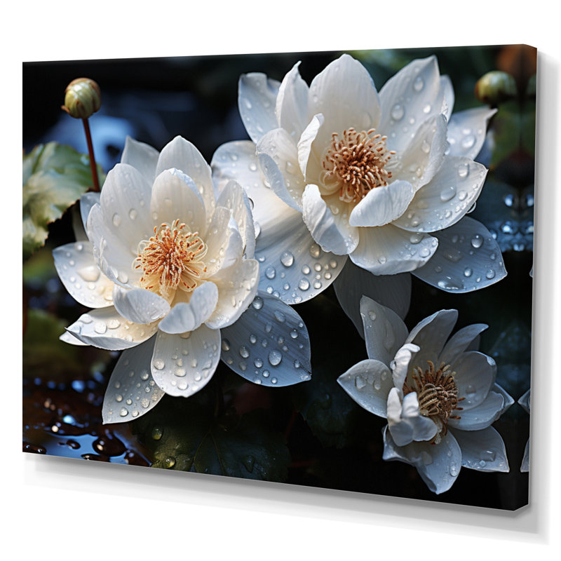 " White Yellow Lotus Field VI ", H 16 po x l 32 po x P 1 po, Toile tendue
