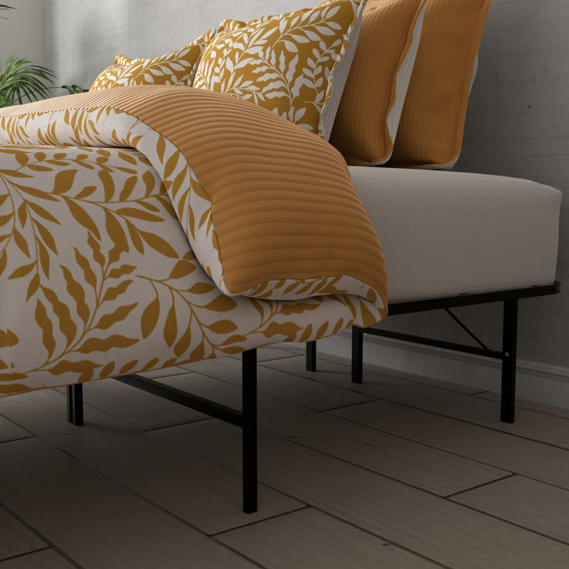 Support de matelas simple en acier noir, surélevé de 14 pouces, sans sommier, lit plateforme à installation rapide, support de 2000 livres, hauteur, sans outil