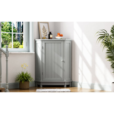 Modern Style Grey Bathroom Cabinet - Triangle Corner Adjustable Shelf - For A Tidy Environment