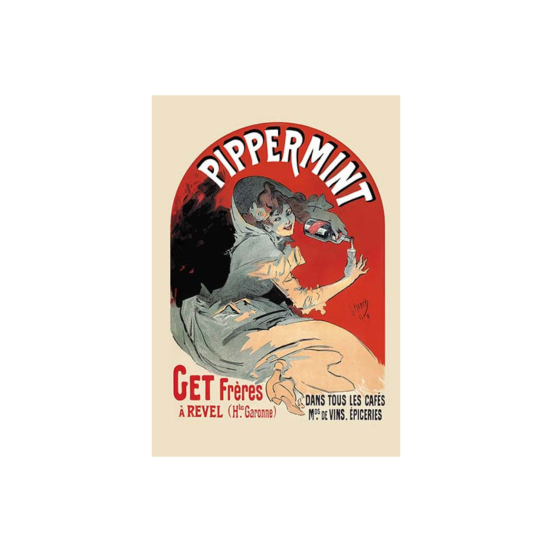 « pippermint » par jules cheret rétro, H 66 po x l 44 po x P 1,5 po