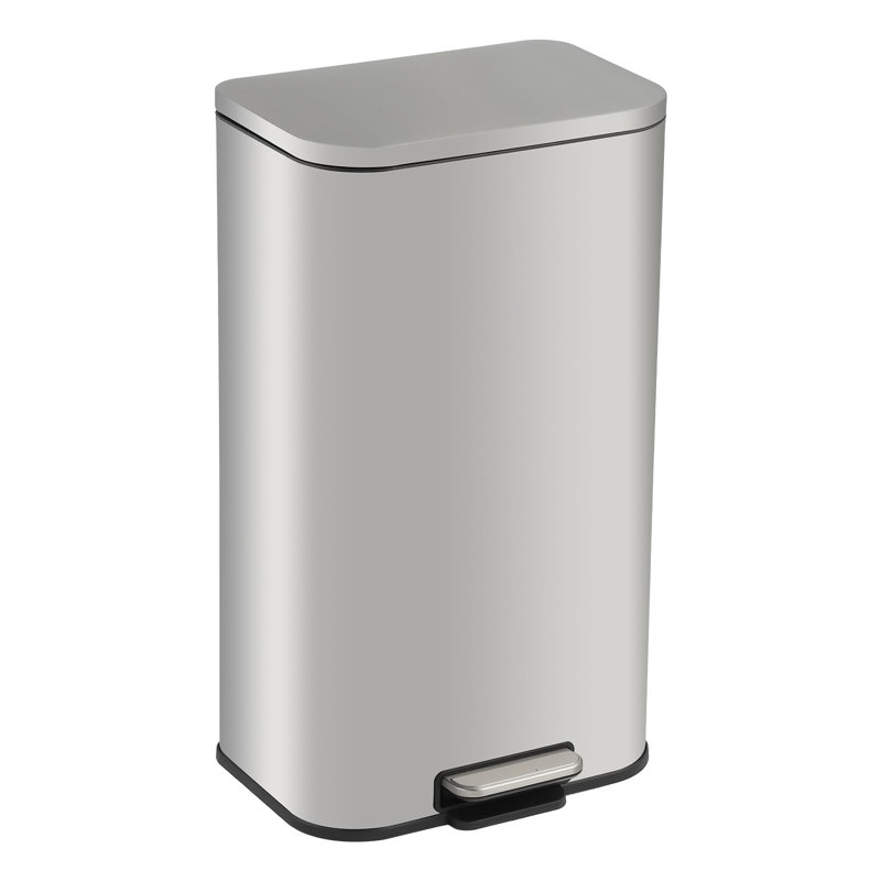 Poubelle de cuisine, poubelle à pédale en acier inoxydable avec couvercle à fermeture en douceur et seau intérieur amovible