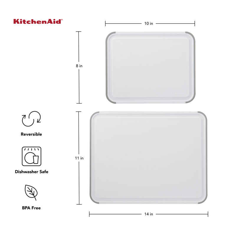KitchenAid® Classic Nonslip 2 Piece Plastic Cutting Board, White