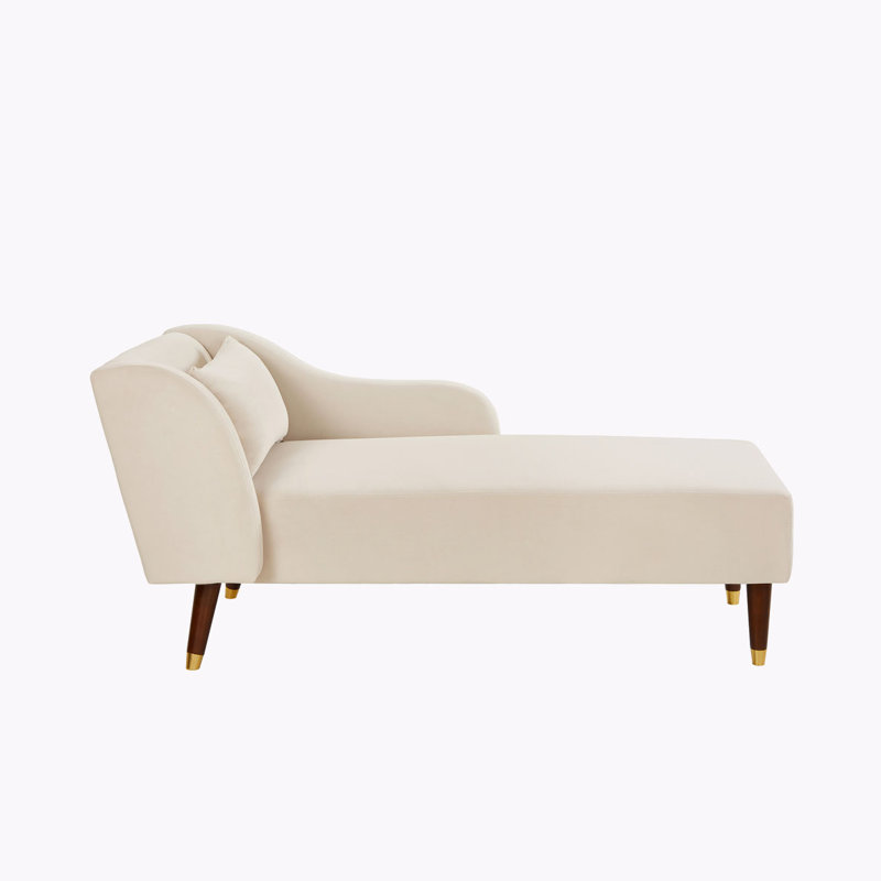 Banc rembourré en velours, Beige