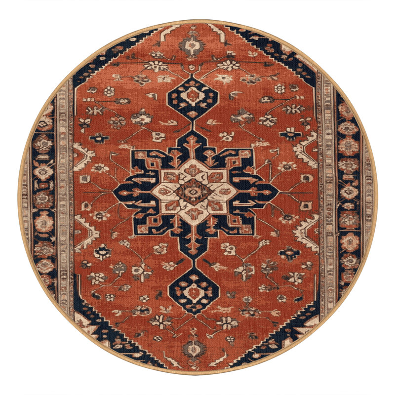 Tapis brun lavable à la machine, Rond 6 pi