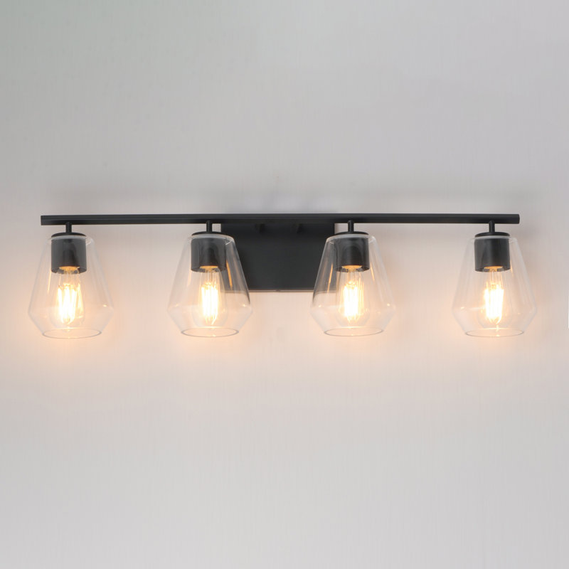 Geode-Bath Vanity, 31.25" Width, Black, 4 Lights