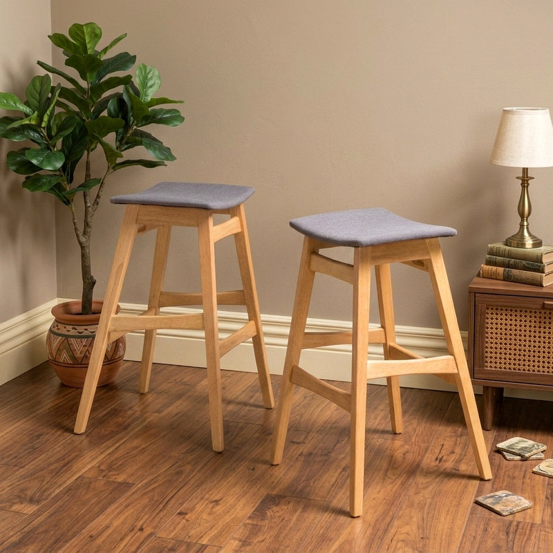 Tabouret de bar, Naturel, Gris foncé