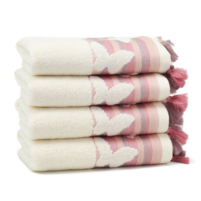 Butterfly 4 Piece Turkish Cotton Washcloth Set