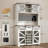 Lavorn 70" Tall Vintage Bar Cabinet with Hutch, Sliding Barn Door, LED Lights, Wine Rack, Outlets, and Pegboard-1219790024