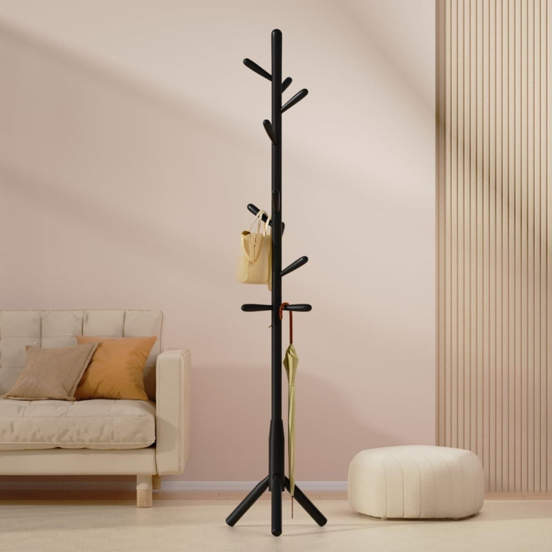 Rubberwood Freestanding 9 - Hook Coat Rack