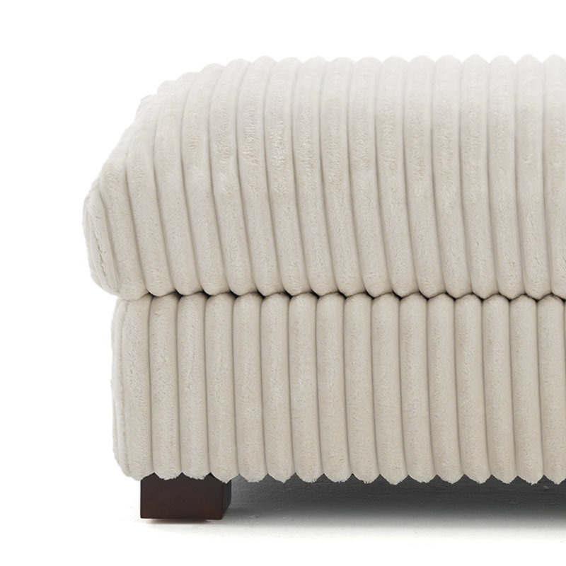 40.15cm Wide Rectangle Solid Colour Footstool Ottoman, White