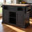 54.9" Kitchen Island With Drop Leaf, Power Outlet, Kitchen Storage Cart With 4 Door Shelves, Cross Barn Doors & Visual Glass Door, Rolling Kitchen Island On 4 Wheels For Kitchen, Dining Room,black