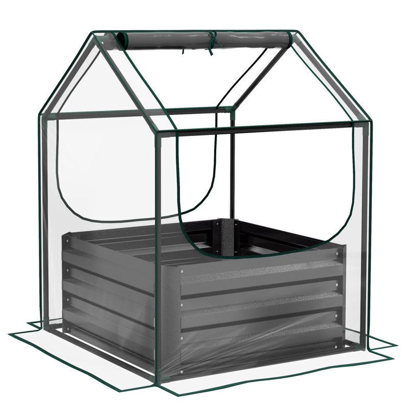 Brejon Raised Garden Bed, Clear/Dark Grey, 90cm H x 70cm W x 70cm D