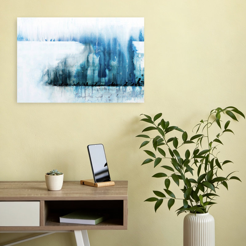 Art mural de paysage océanique abstrait abstrait, 12" H x 18" W