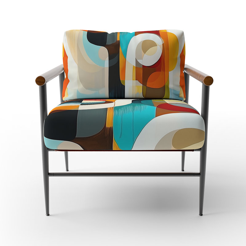 Upholstered Accent Chair, Brown Round Arms