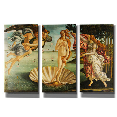 « La Naissance de Vénus » de Sandro Botticelli, triptyque mural, 91,4 cm x 61 cm