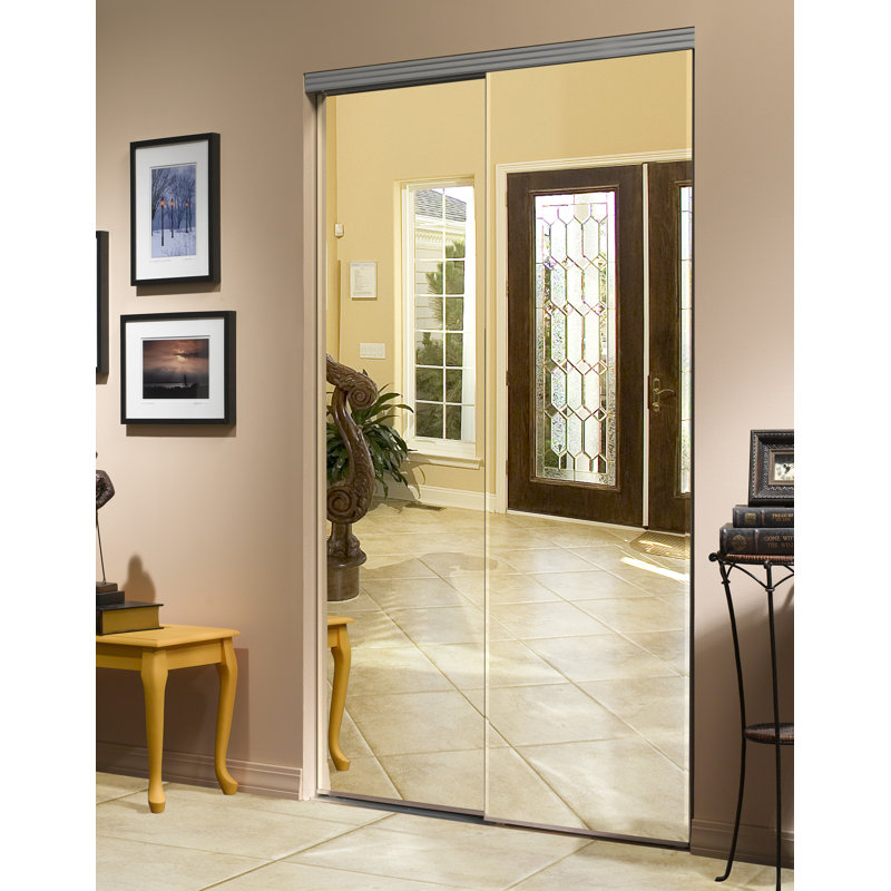 48" x 80" Chrome Beveled Mirrored Sliding Closet Doors