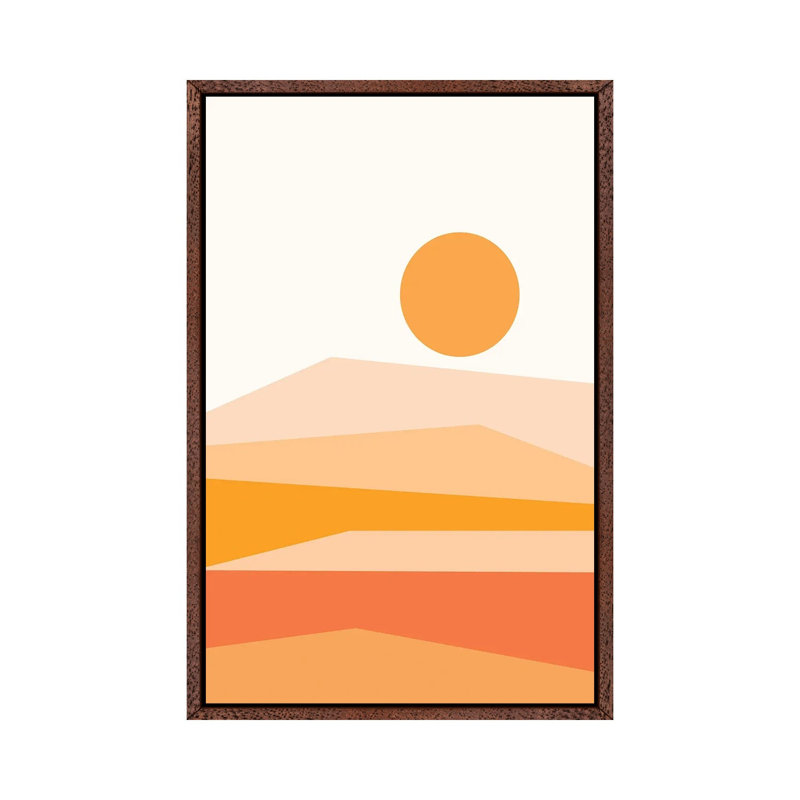 Print on Canvas, 152.5 cm H x 101.5 cm W, Silver/White/Orange, Brown Framed