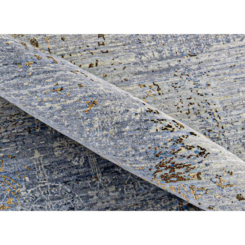 Hand Knotted Abstract Area Rug, Rectangle 9' x 12'