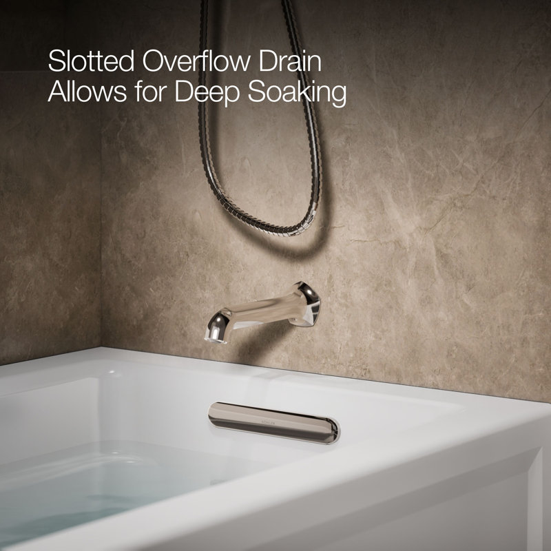Archer 60" x 32" Alcove/Tile Soaking Bathtub, White, Right