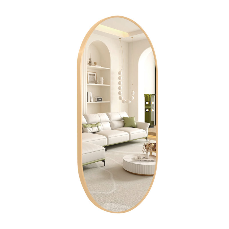 Settimia Metal Flat Wall Mirror, 33" x 20", Gold