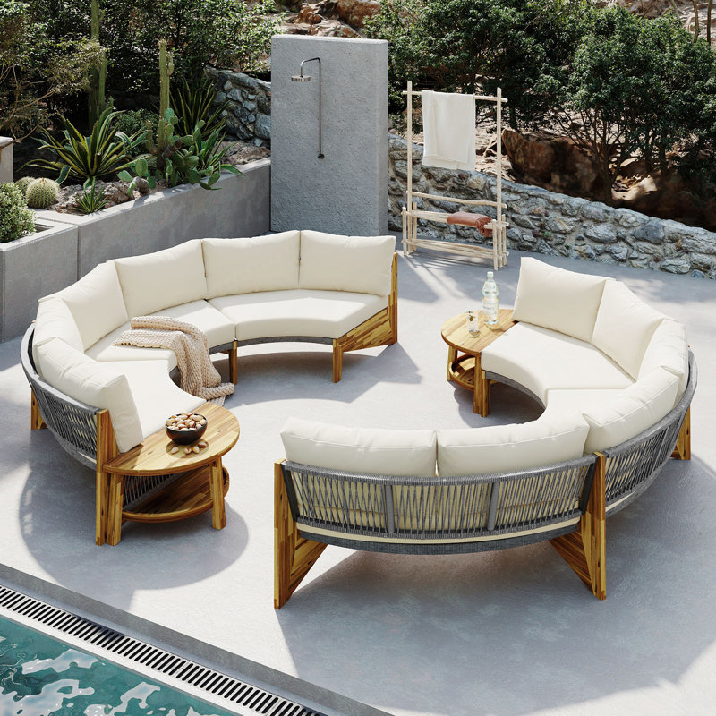 Ensemble de conversation pour 6 personnes avec coussins et table basse