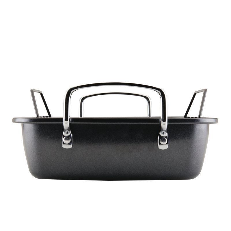Circulon Ultra-Lasting Nonstick Roaster / Roasting Pan With Easy Serve Rack, 17 Inch X 13 Inch, Black