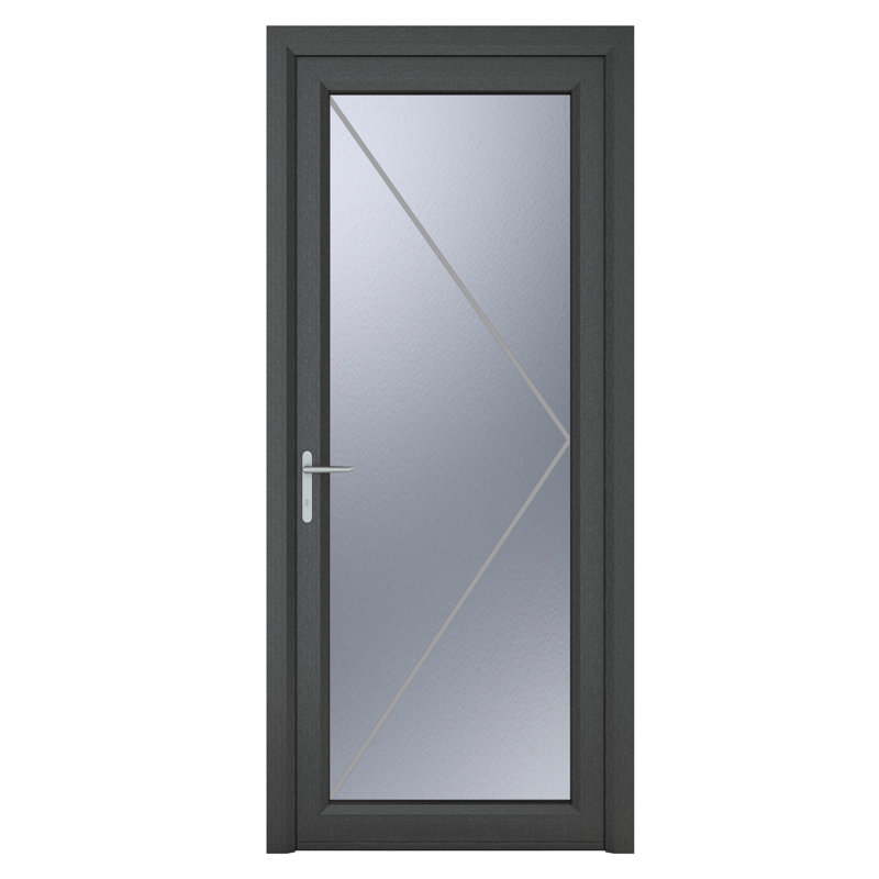 Upvc Single Door, 209cm H x 89cm W x 7cm D, Right Hand/Inswing, Grey