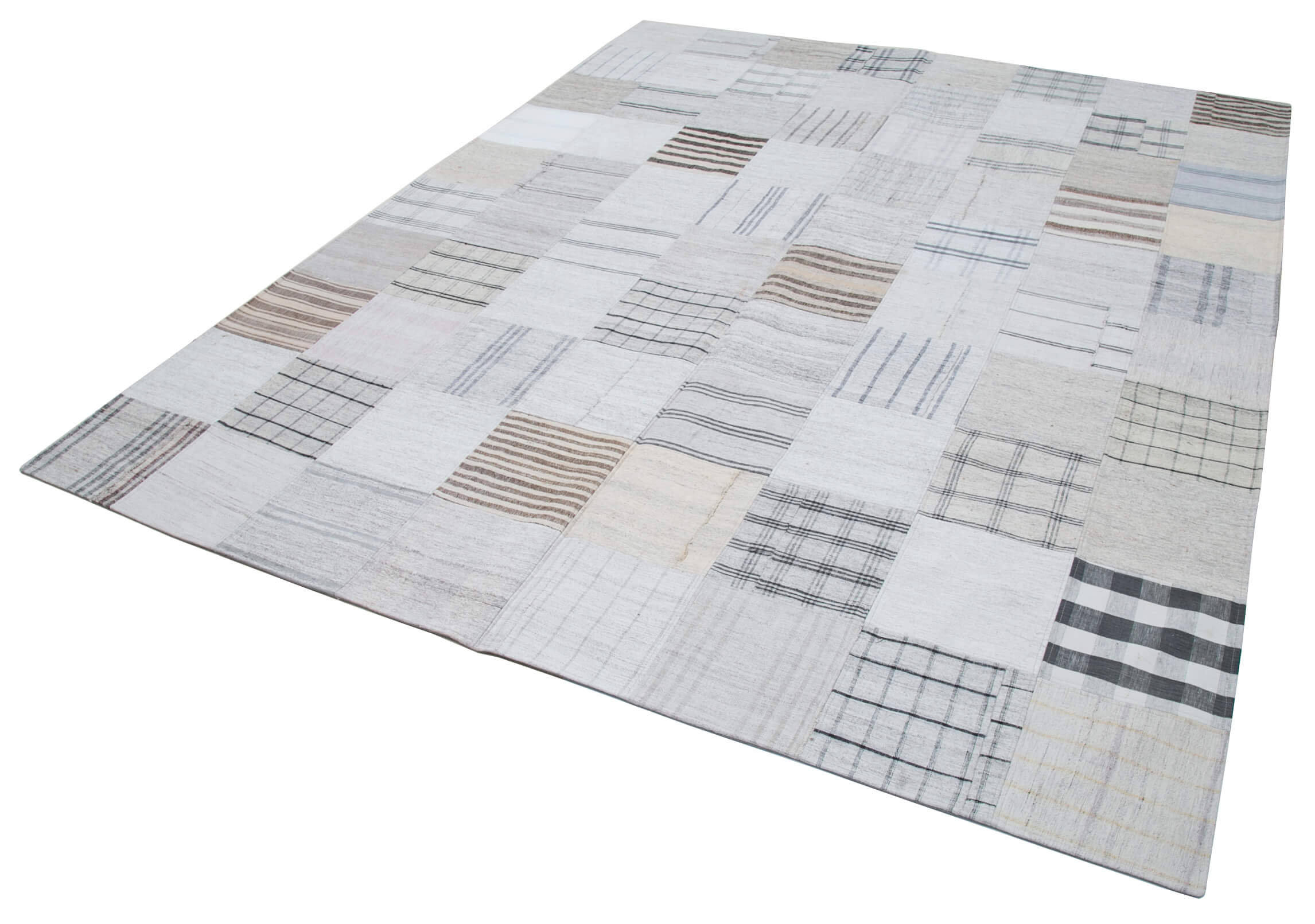 Bungalow Rose Zadin White Patchwork Cotton Handmade Area Rug | Wayfair