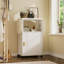 Planche à repasser avec armoire de rangement, planche à repasser pliante avec coussin résistant à la chaleur, station de pliage pour la lessive avec tablettes de rangement, table à repasser compacte pour la salle de lavage