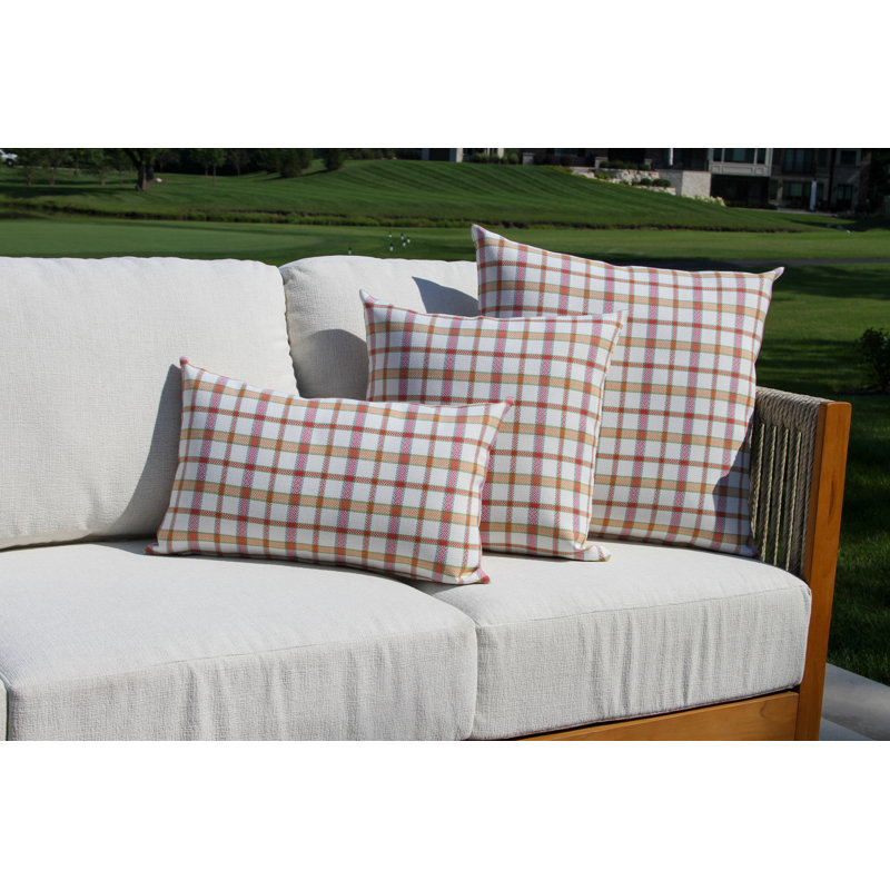 Throw Pillow, Pink/Orange/White Plaid, Square 20"