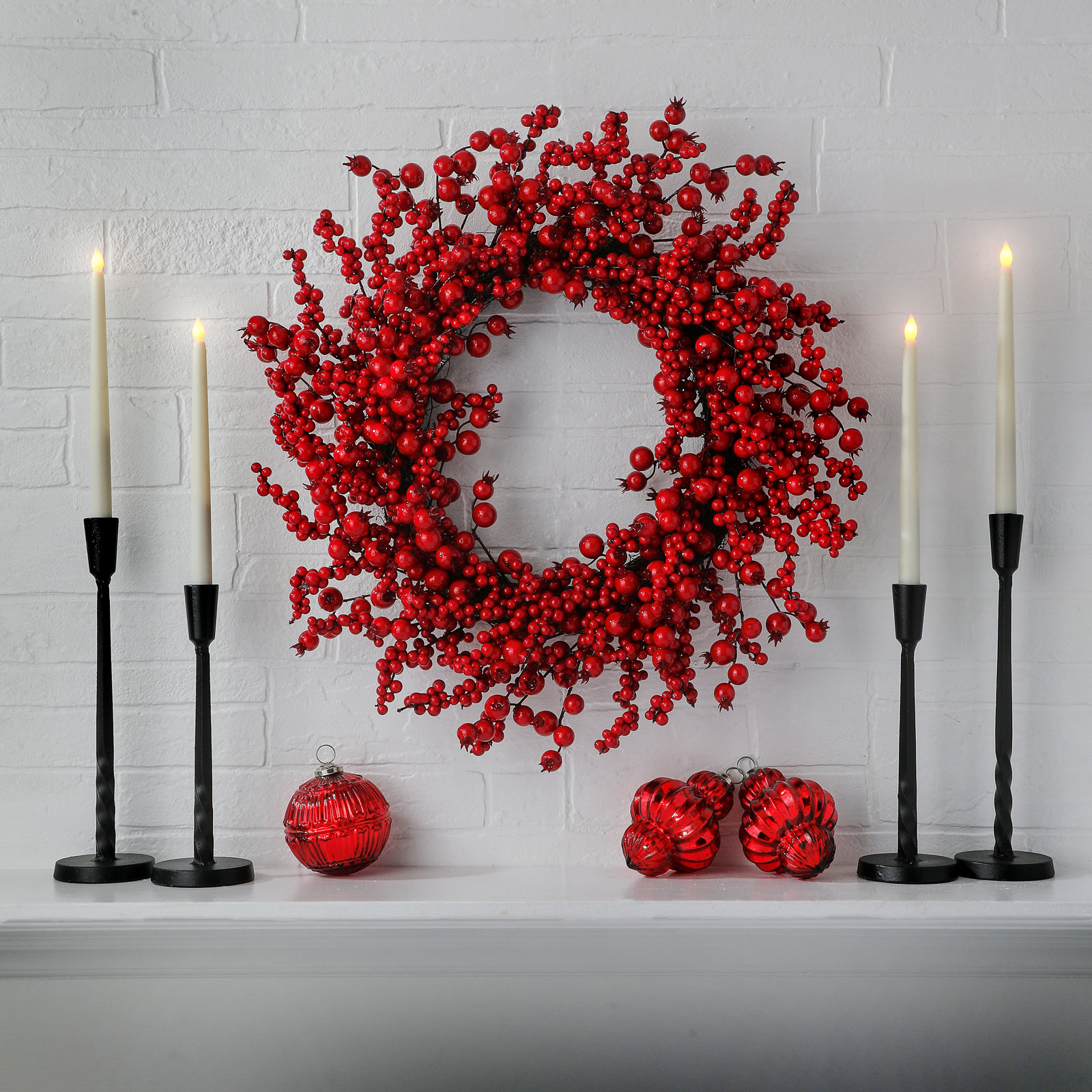 24" Waterproof Mixed Berry Crabapple Wreath