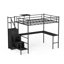 Lit mezzanine polyvalent en métal avec bureau intégré et options de rangement