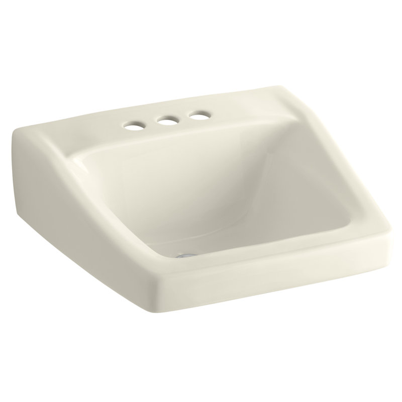 Lavabo de salle de bain mural en céramique avec trop-plein 20 po Chesapeake, Amande, 4" Centers
