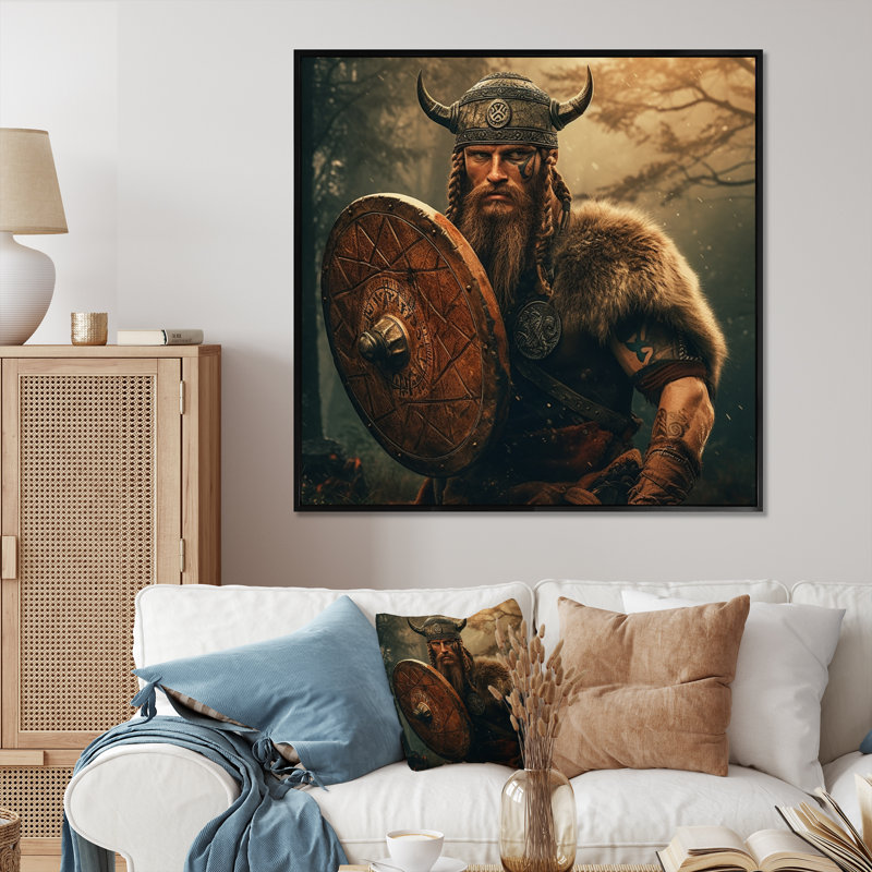 Viking Portrait I, reproduction d'art sur toile, Noir, H 36 po x l 36 po x P 1,5 po
