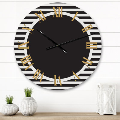 Late 20S Geometric Monochrome Aesthetics XIV Wall Clock