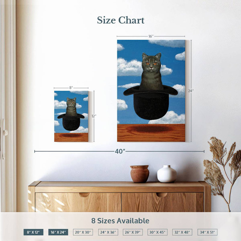 Chat Brampt Magritte, H 12 po x l 8 po