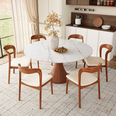 Ensemble de table de salle à manger Stone Stone avec chaises en bois massif de qualité supérieure pour 2/4/6