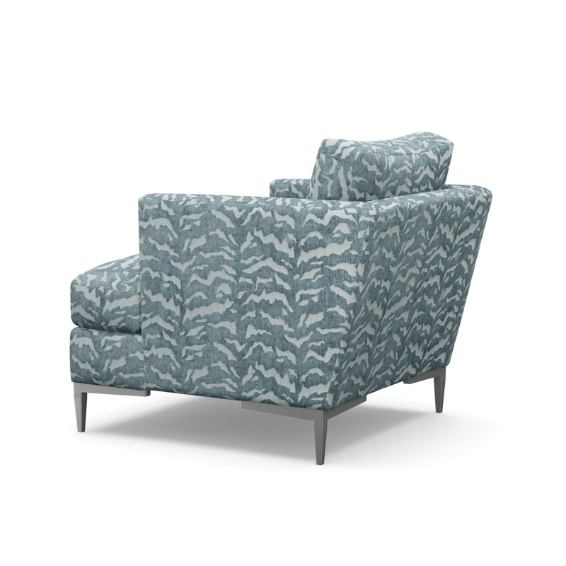 Aiden Accent Chair, Polished Stainless, Tigre Denim