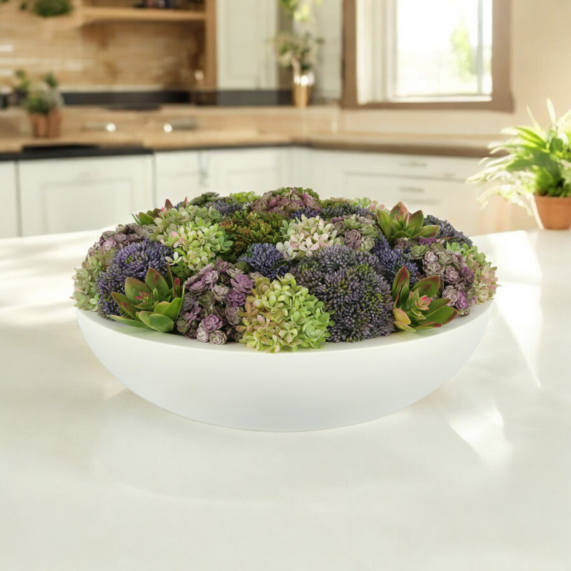 Assorted Sedum and Succulent Arrangement in Round Planter