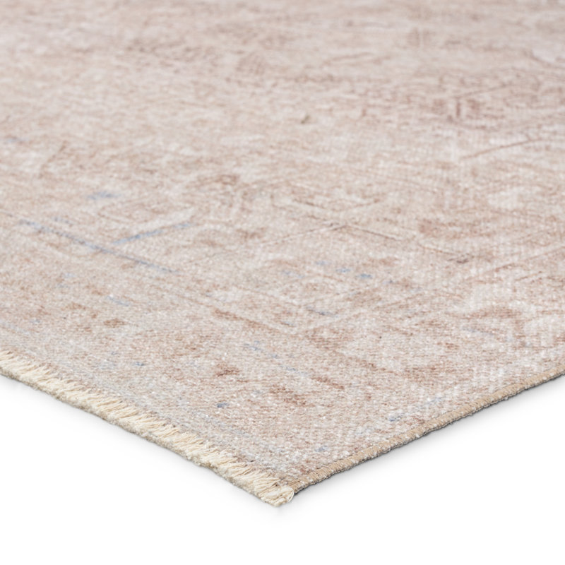 Vibe by Bungalow Rose Afshari Medallion Machine Washable Tan/Cream Area Rug, Rectangle 8'6" x 11'9"