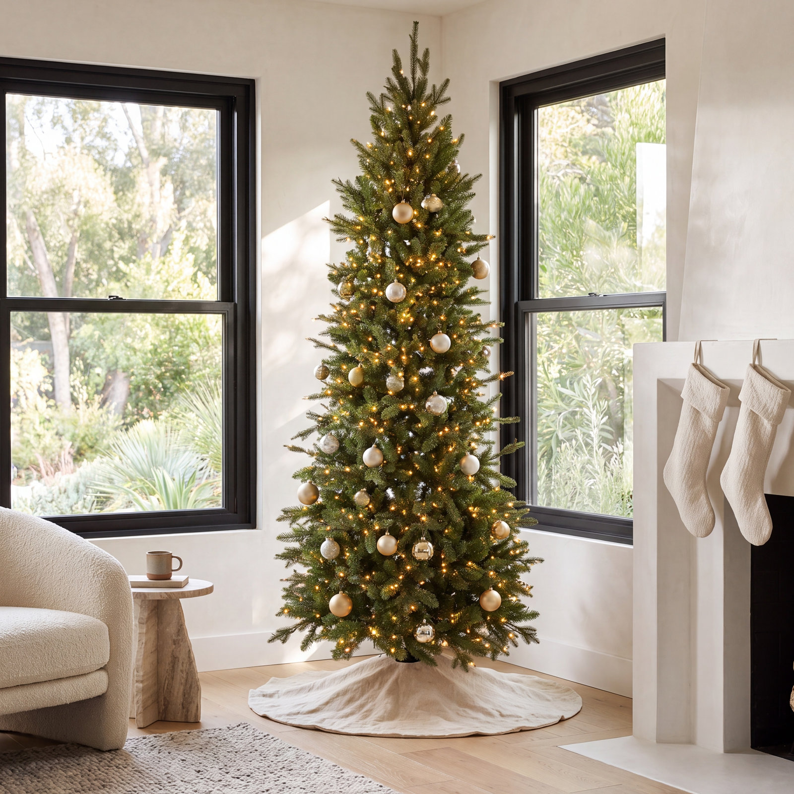 Lighted Artificial Christmas Tree, 7.5'
