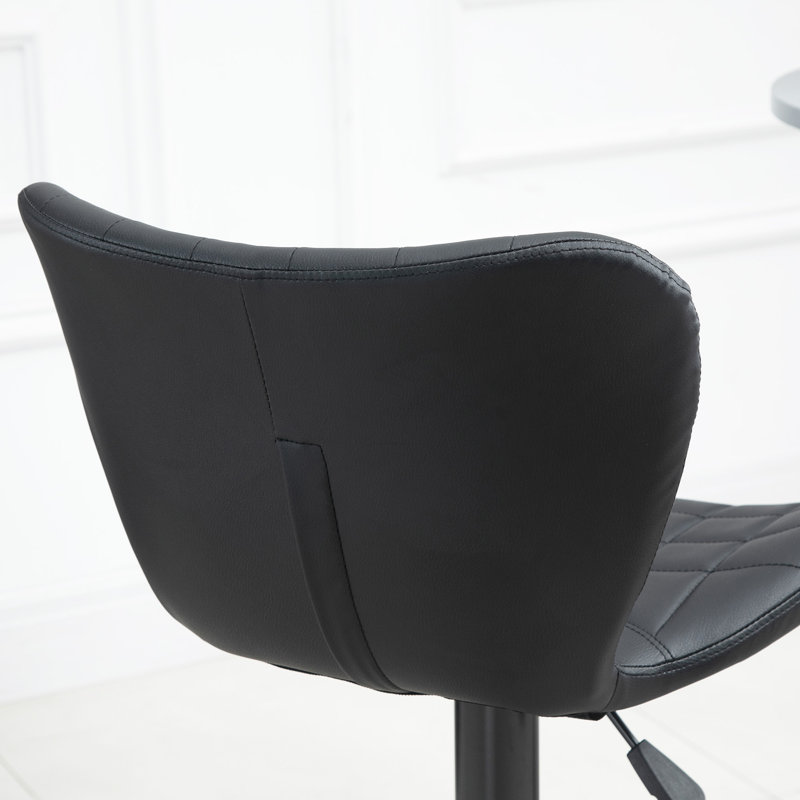 Swivel Upholstered Adjustable Height Counter Stool with Metal Frame, Black