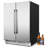 24" Silver Beverage Refrigerator with French Doors 150-Can Capacity, Built-in or Freestanding Beer and Drink Cooler