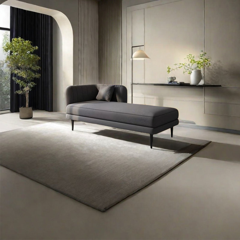 Chaise longue rembourrée Tione, Accoudoir à gauche (vu de face), Noir