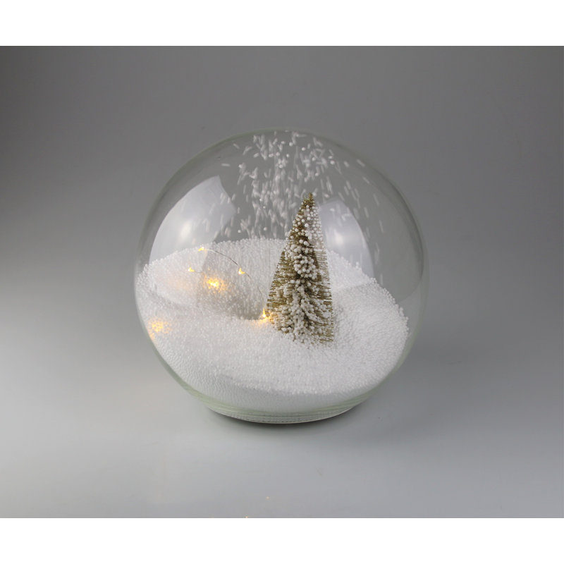 Christmas Snow Globe, 27cm H x 27cm W x 27cm D, Clear and gold