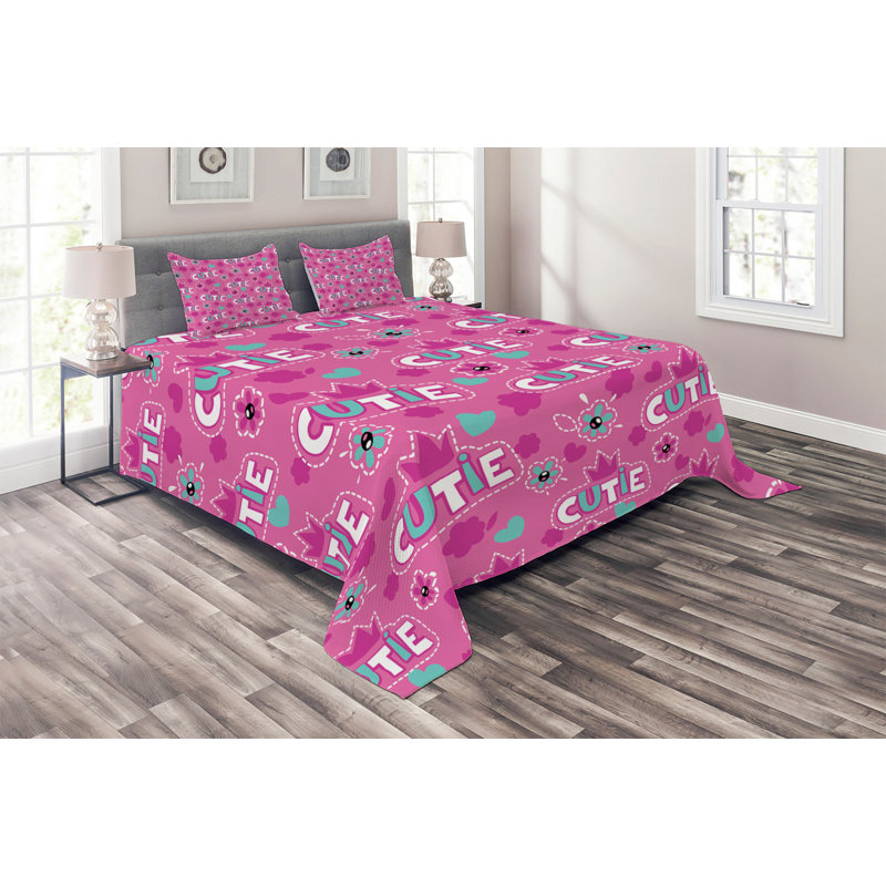 Polyester Floral Coverlet, King Bedspread + 2 Shams