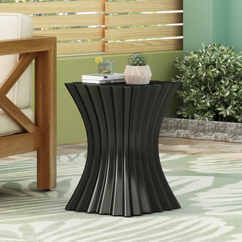 Table d'appoint d'extérieur, table de bout Wave Design, table d'appoint décorative, tabouret de jardin en béton léger pour patio